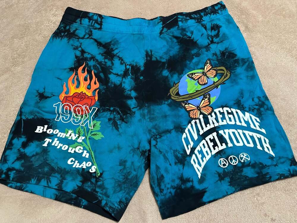 Civil Regime 199X Blooming Through Chaos Rebel Youth Tie Dye Sweat Shorts XXL